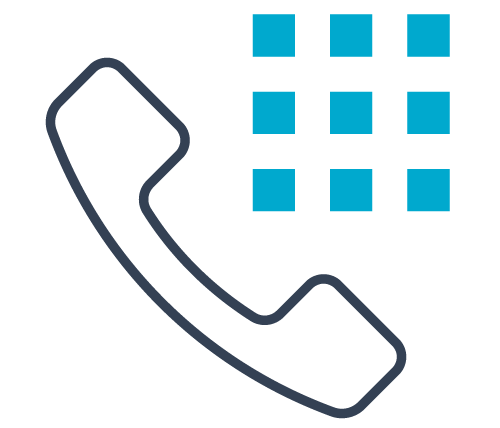 Icon of a telephone with blue squares on a transparent background