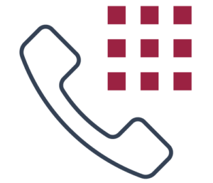 Icon of a telephone with maroon squares on a transparent background