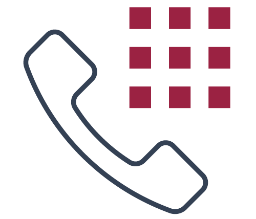 Icon of a telephone with maroon squares on a transparent background
