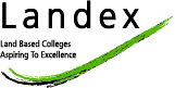 Landex logo with text and a swoosh graphic on a white background