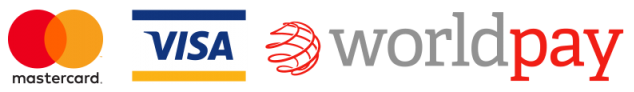 World Pay Logo including Mastercard and Visa Logos as accepted payment methods