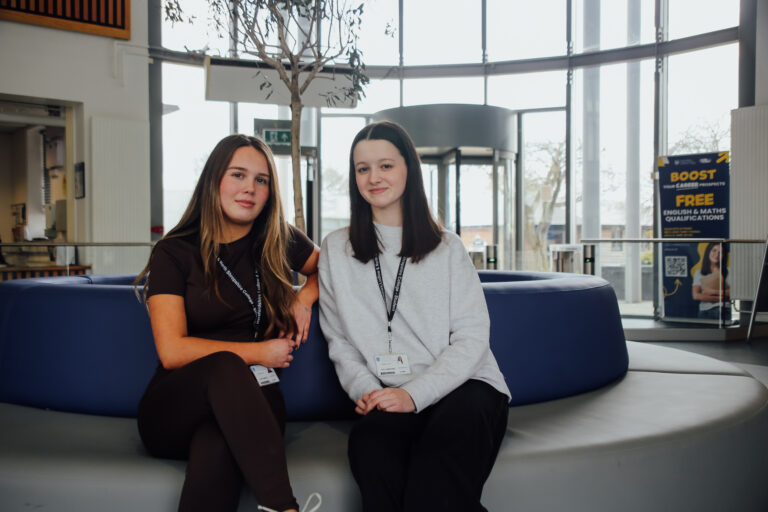 North Shropshire College Health and Social Care student celebrating BTEC results